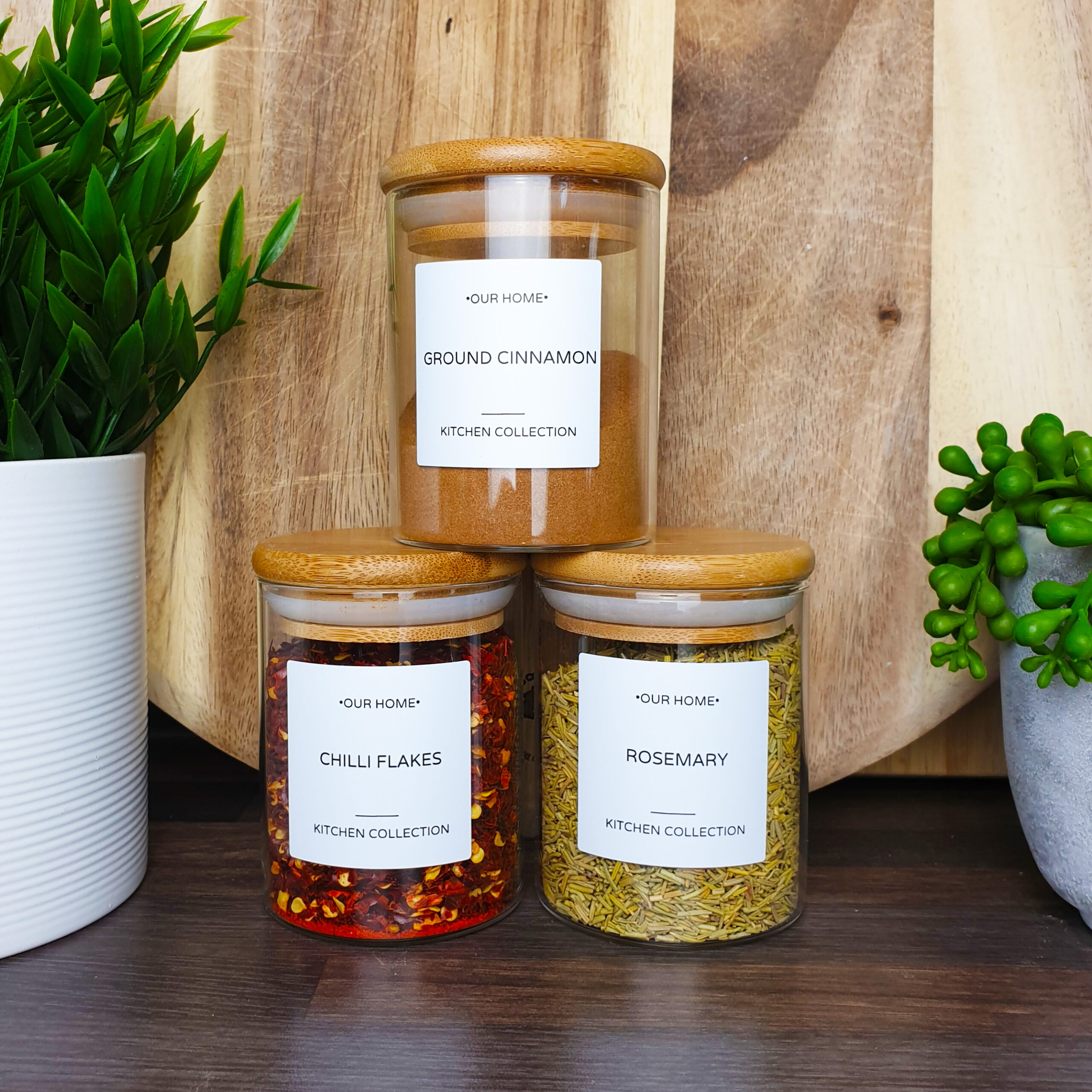 DIY Minimalist Modern Bamboo Glass Spice Jars - The Beauty Revival